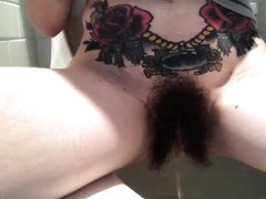 incredibly hairy pussy peeing for me