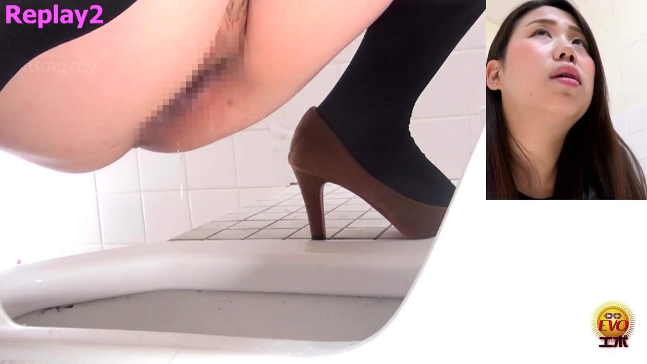 Japanese girl desperate to hold pee in bathroom wait your turn