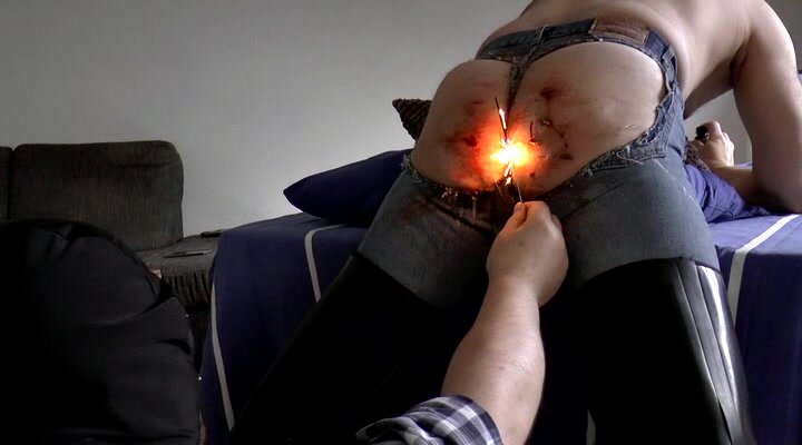 Spank, Needle and Sparkler Ass Torture