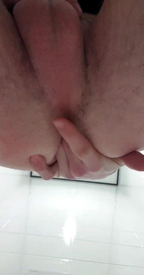 Fingering my hole in public bathroom