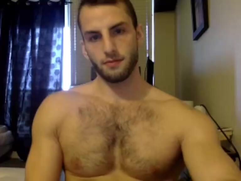 Fit hairy college jock jerks on webcam