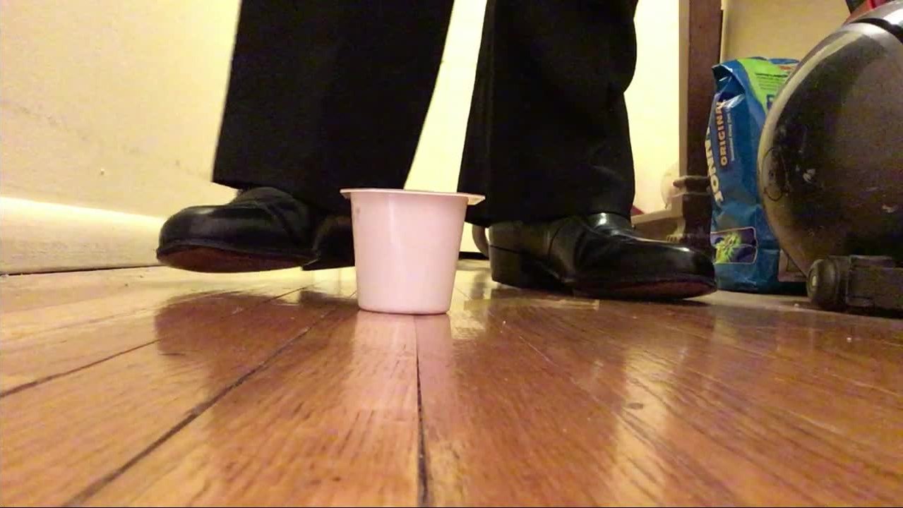 ME STOMPING YOGURT WITH MY DRESS SHOES LOAFERS