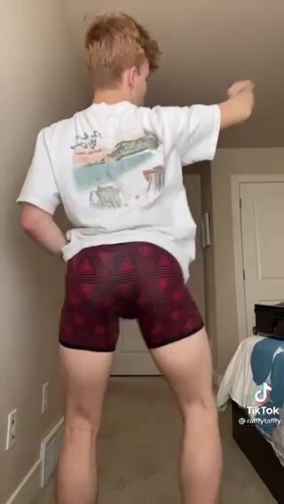 Young Twink flexing bubble butt in underwear