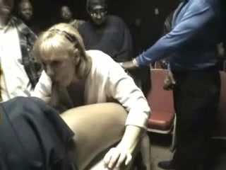 Amateur milf fucked in adult theater gangbang video