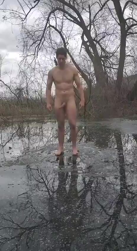 Hot Naked Polar Bear Plunge In Ice Pond