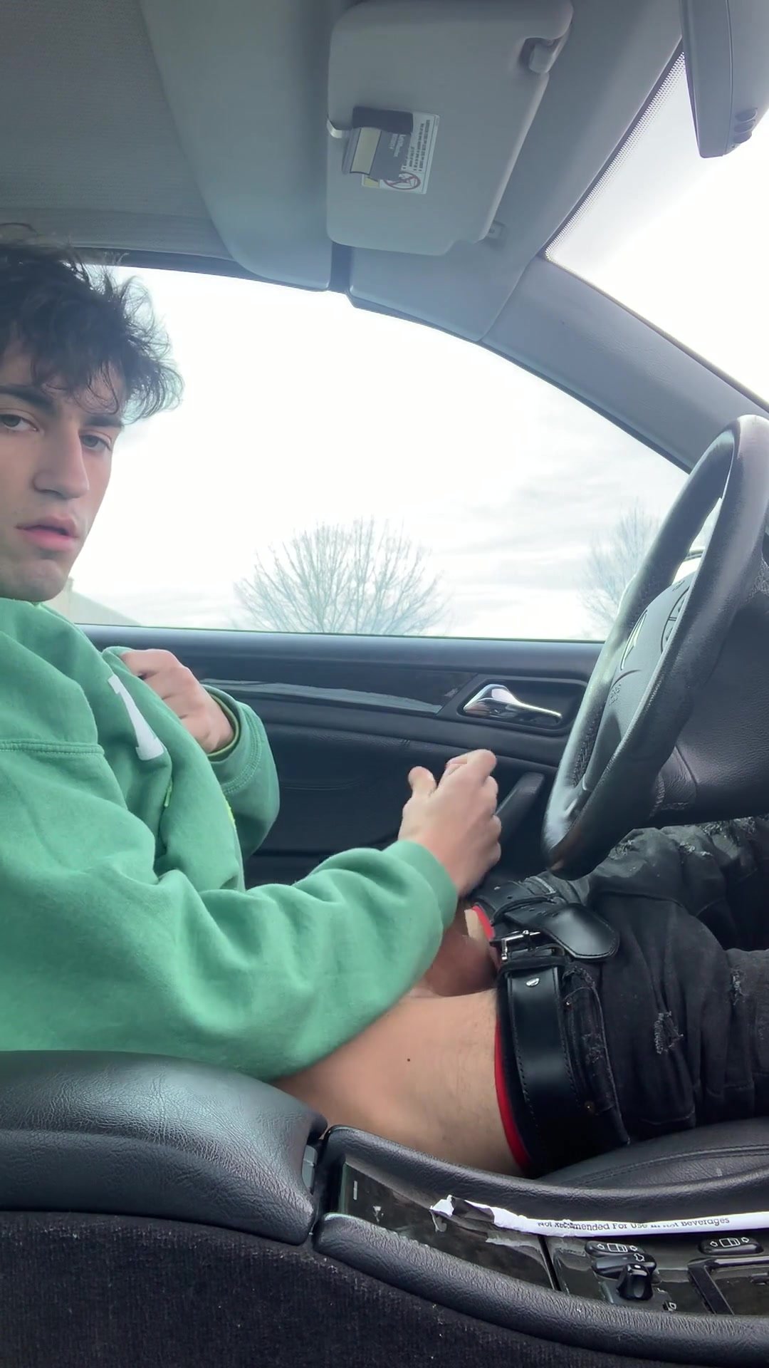 Handsome lad wanks in his car (no cum)