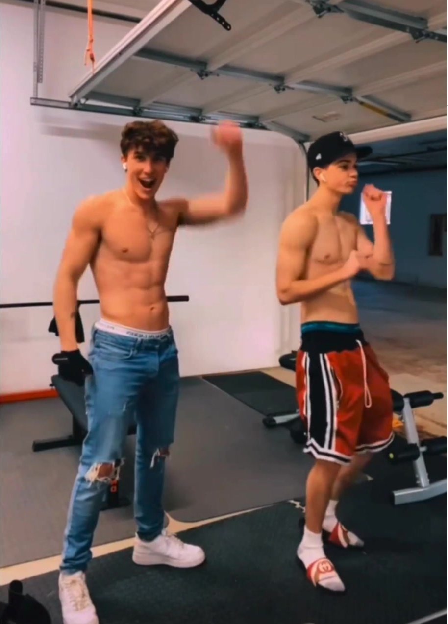 Hunter and Joey from their workout