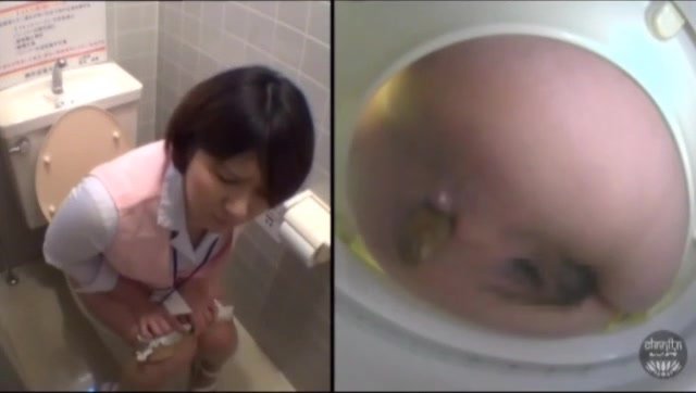 Asian girl pooping on toilet 44