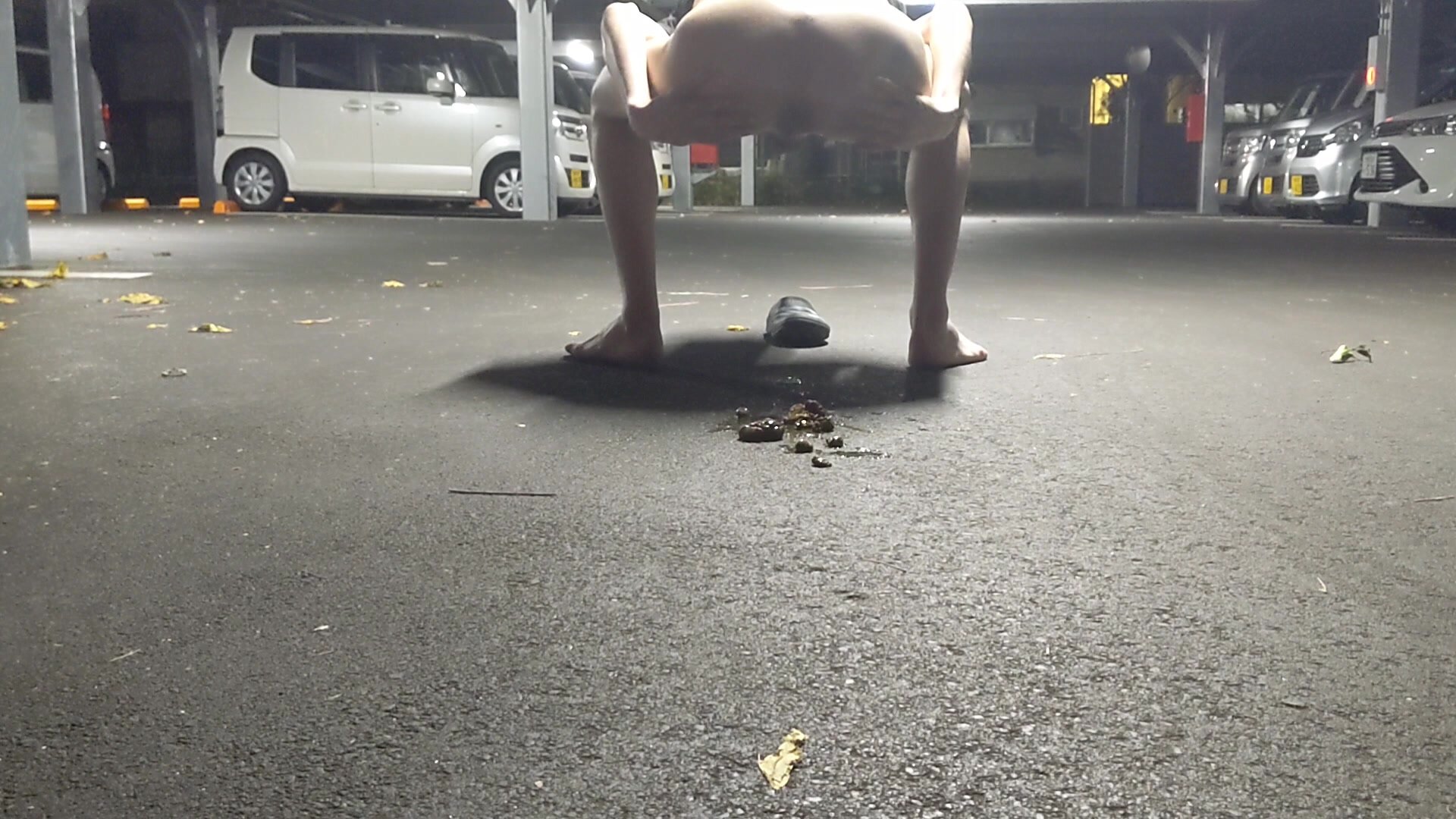 Twink Taking Shit in a Parking Lot