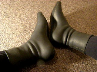 My feet in neoprene wetsuit socks