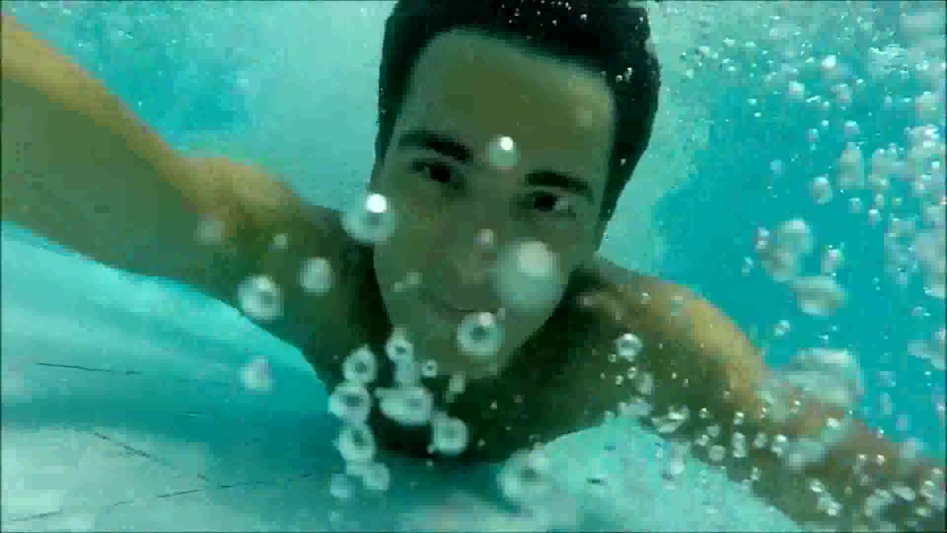 Underwater barefaced cutie in pool
