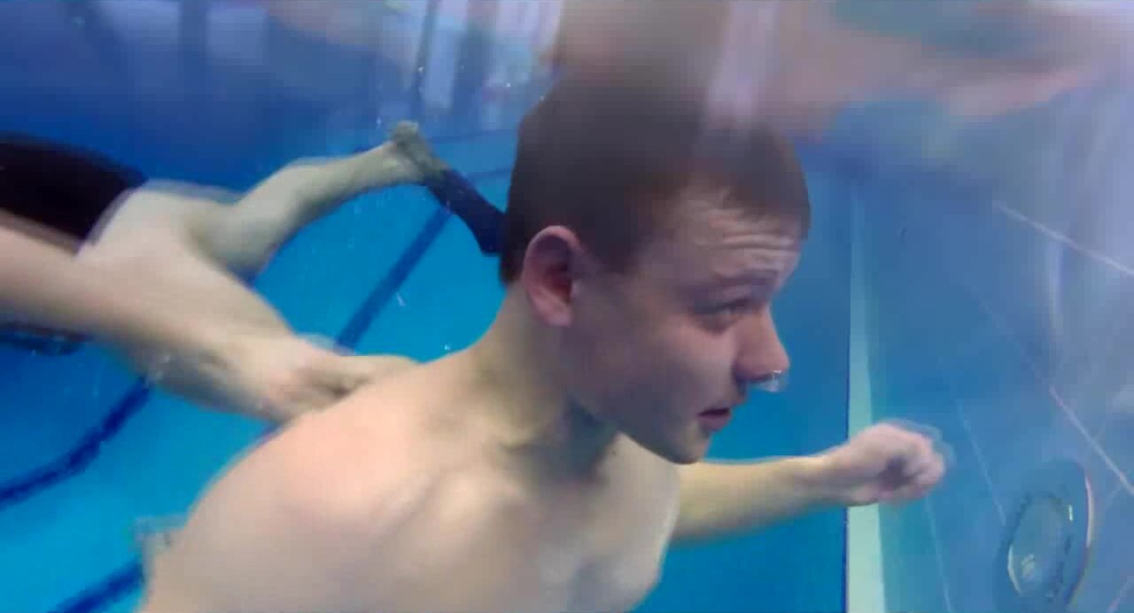 Speedo swimmers barefaced underwater