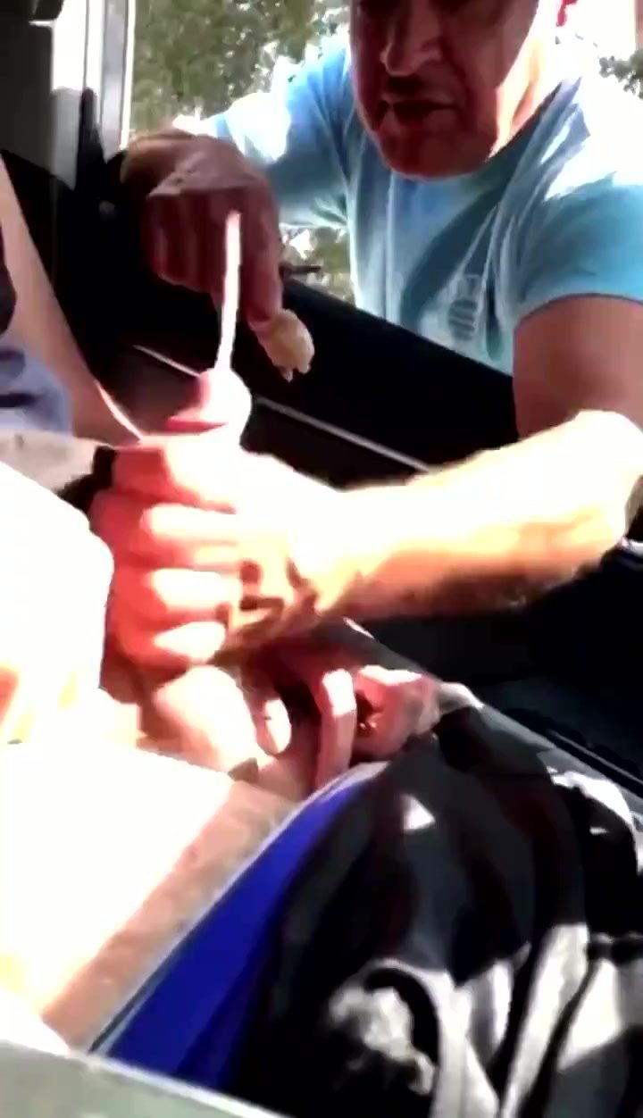 Shameless white fag lets Mexican stranger jack him off in the car