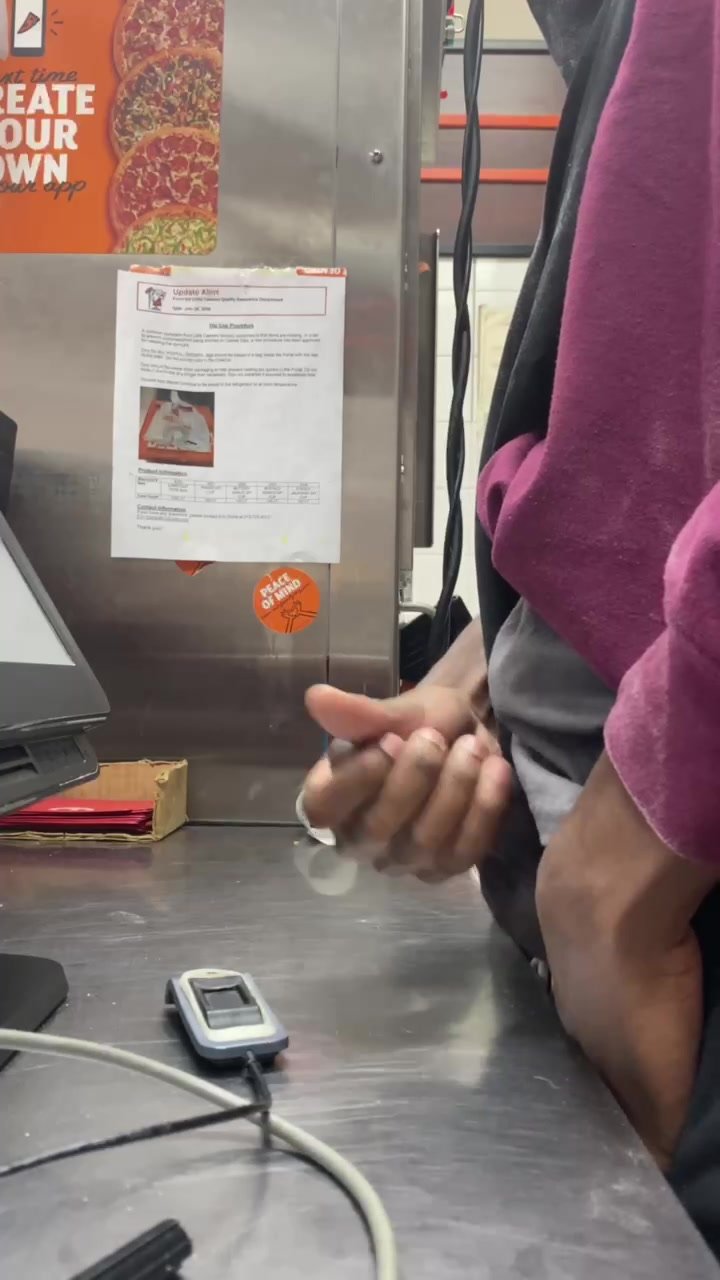 Pizza boy jerking at work