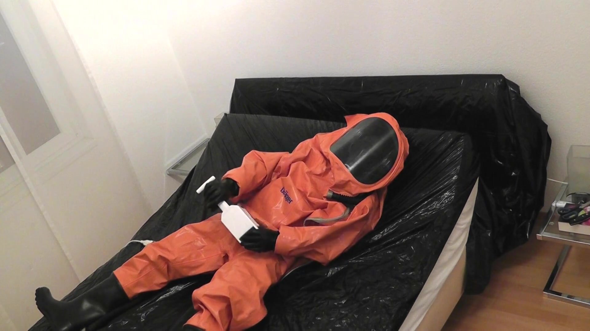 In Full Rubber + orange Draeger Hazmat Suit