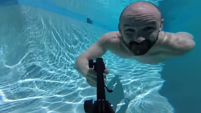 Bald bearded cutie barefaced underwater