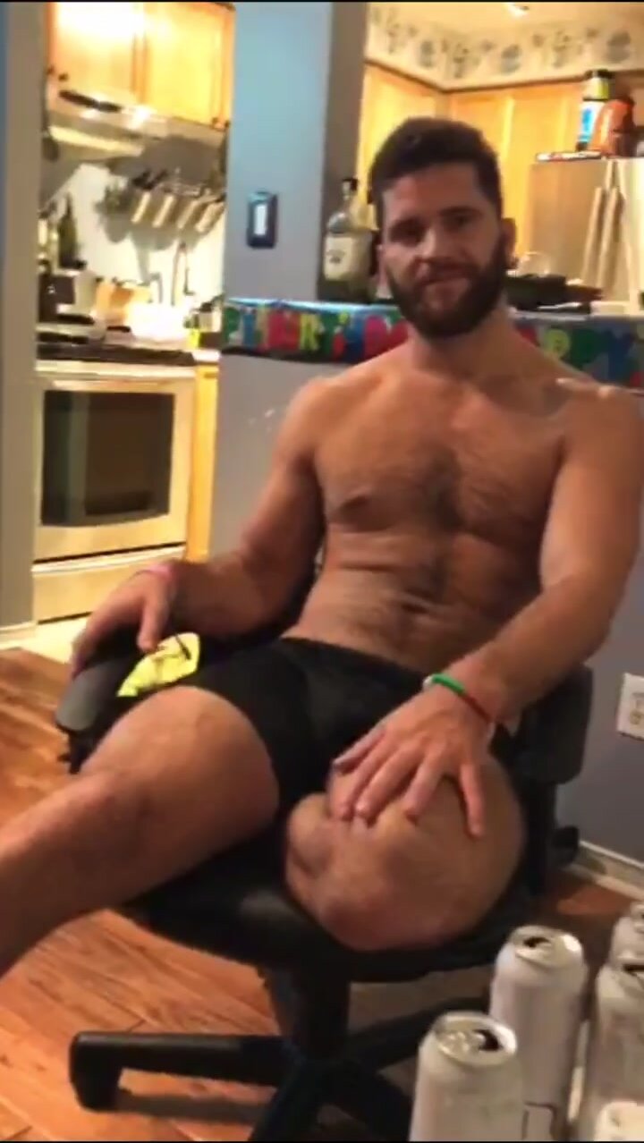 Cute hunk flashes his dick in front of friends