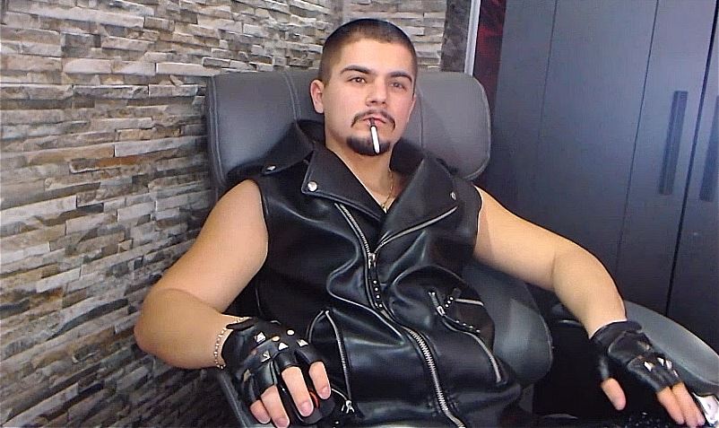 Hot smoking leather boy