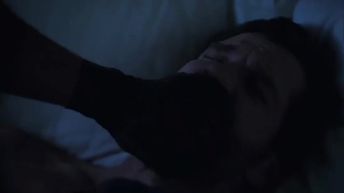 leather glove over mouth and forced to tell where money is
