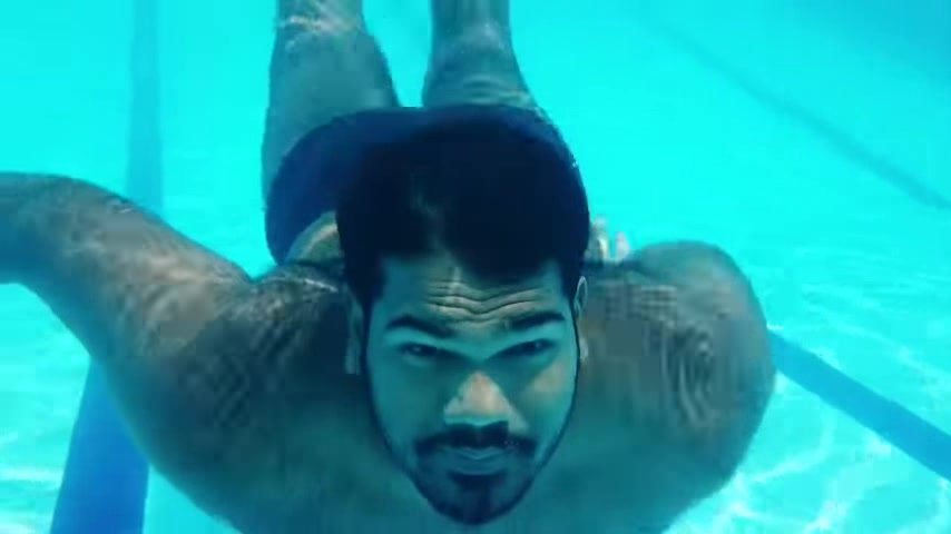 Underwater barefaced indian hairy guy