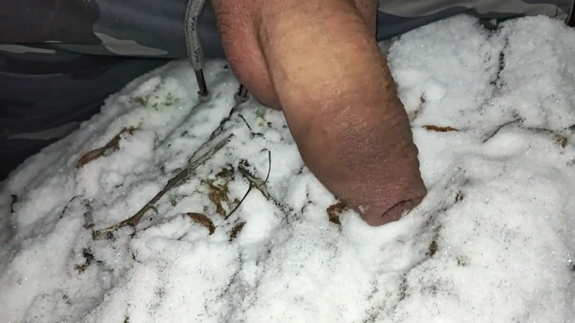 Touching Snow with Cock , Pee and Cum in Snow