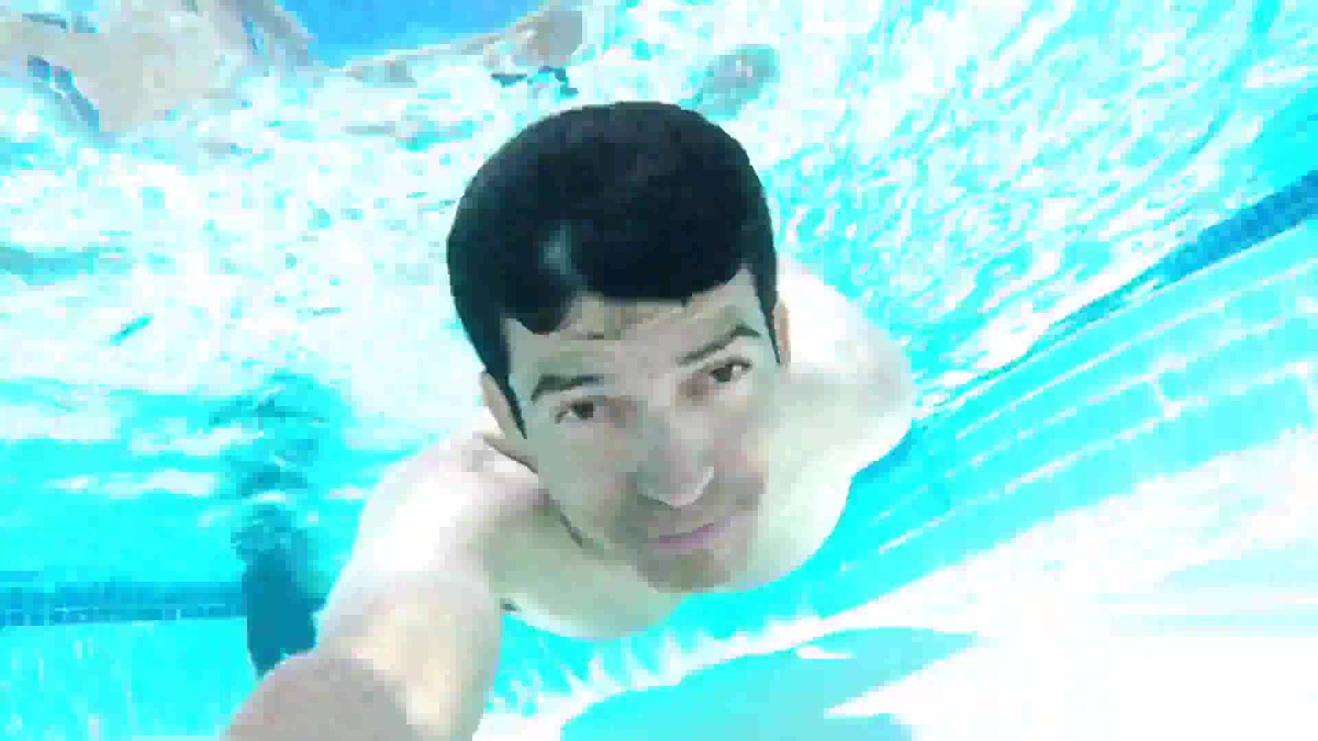 Barefaced cutie underwater in pool