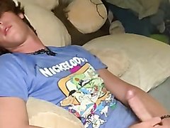 Beautiful Motherfucker With Nice Cock Jerks Off On Hi Bed Until The End.