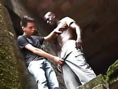 Twink bent over and ass fucked by big black cock