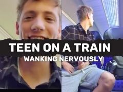 TRAIN RIDE! Nervous teen wanks it out!