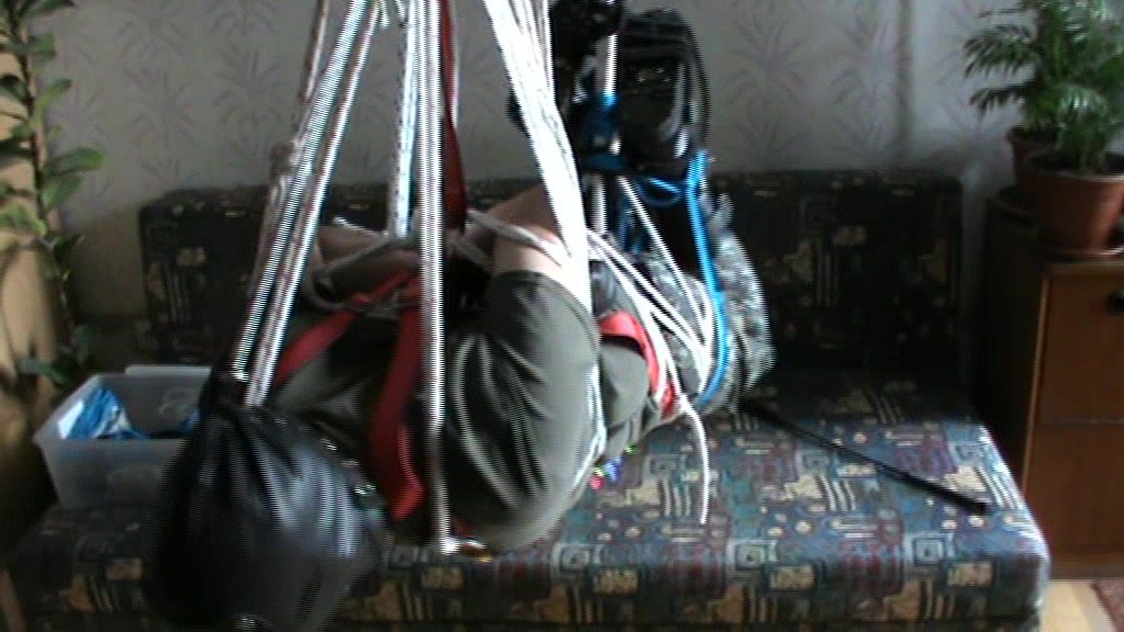 Hogtied soldier gets a flying - 1
