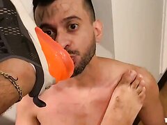 Foot faggot humiliated by Brazilian dom
