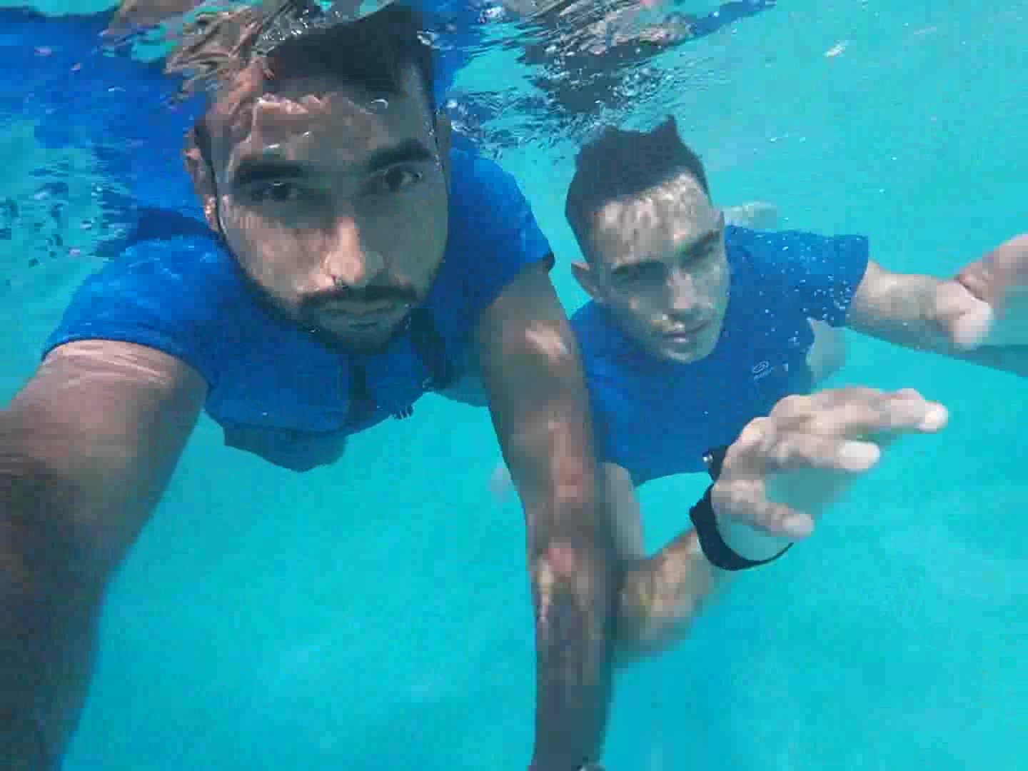 Indian buddies barefaced underwater - video 2