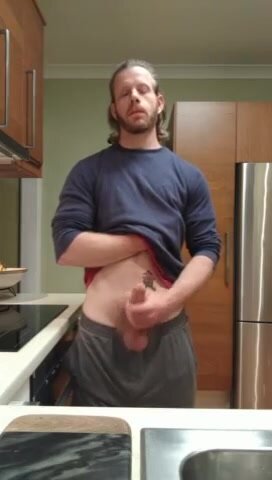 Cute muscular beard lad big dick jack off - video 3