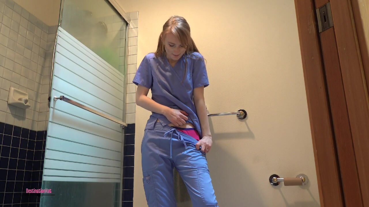 Nurse desperate to pee scrubs