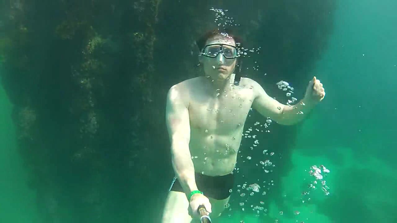 Underwater exhale dive hottie