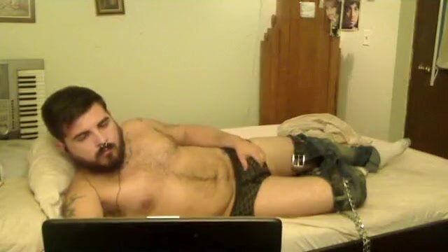 Beefy bloke eats his cum