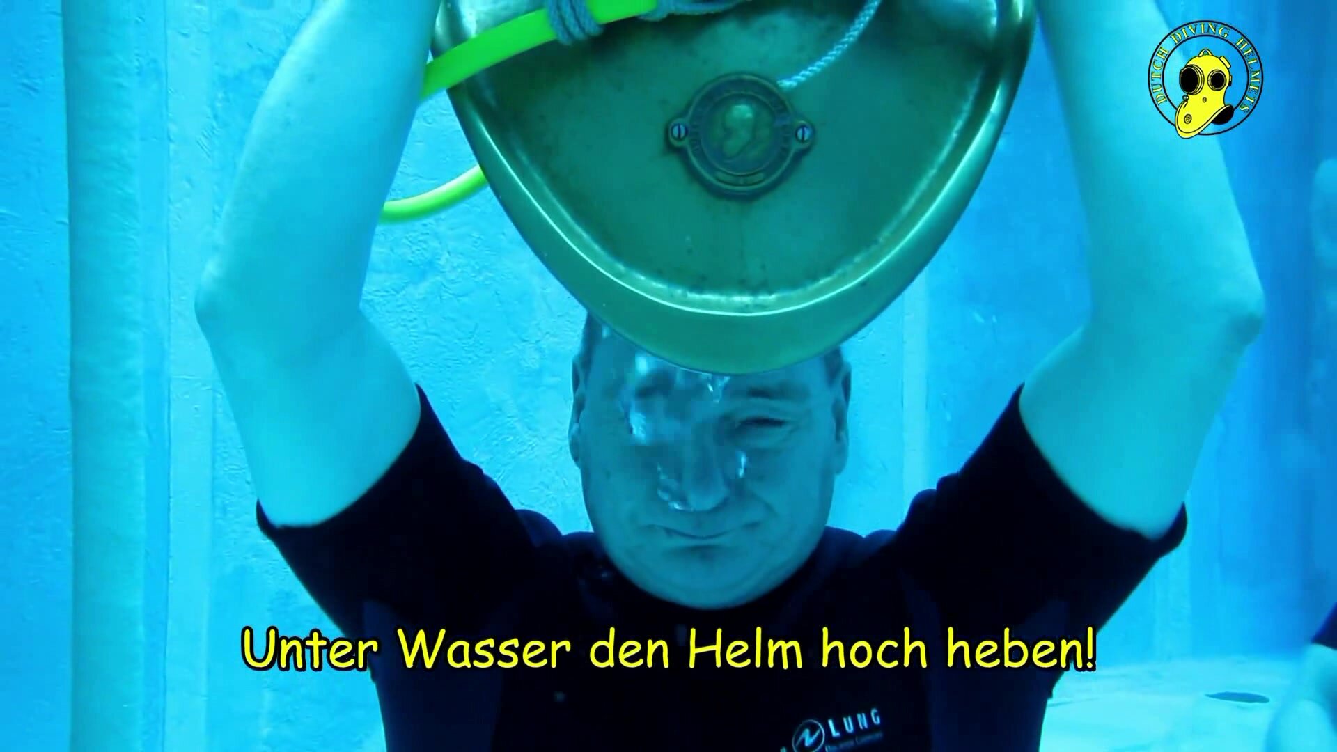 Helmet divers barefaced underwater