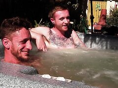 Tattooed Straight Thugs in a Hot tub