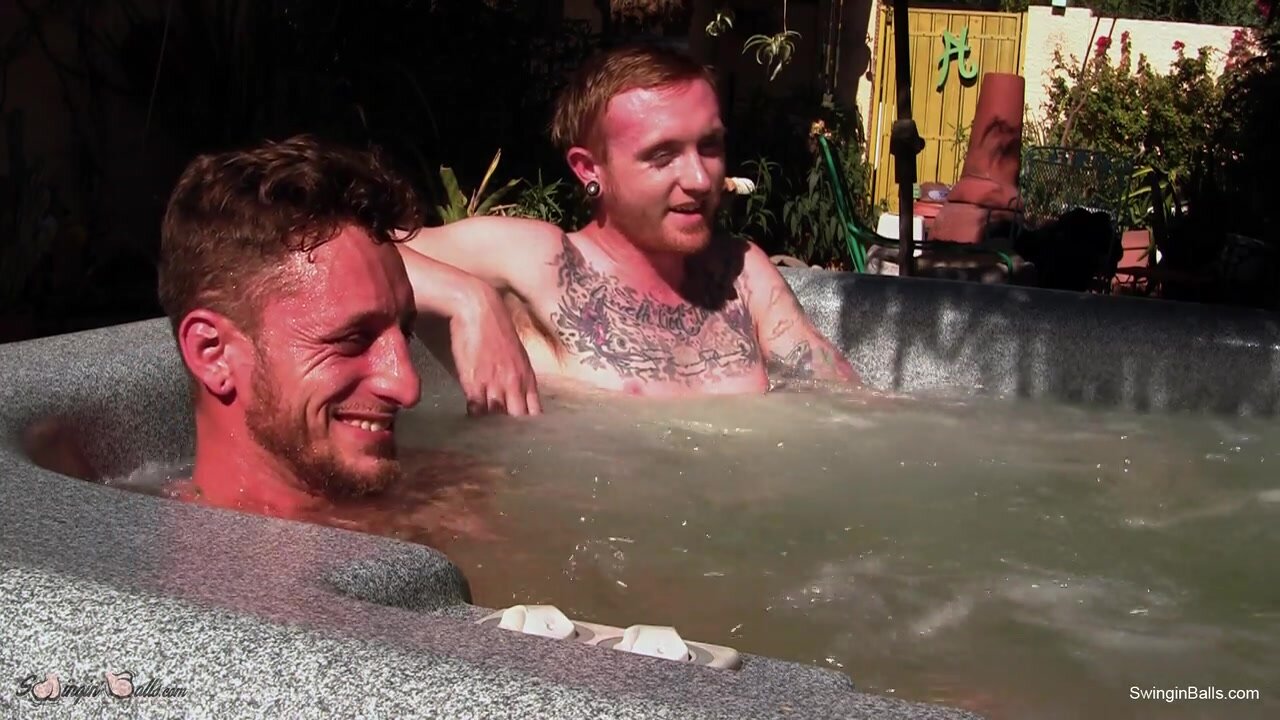 Tattooed Straight Thugs in a Hot tub