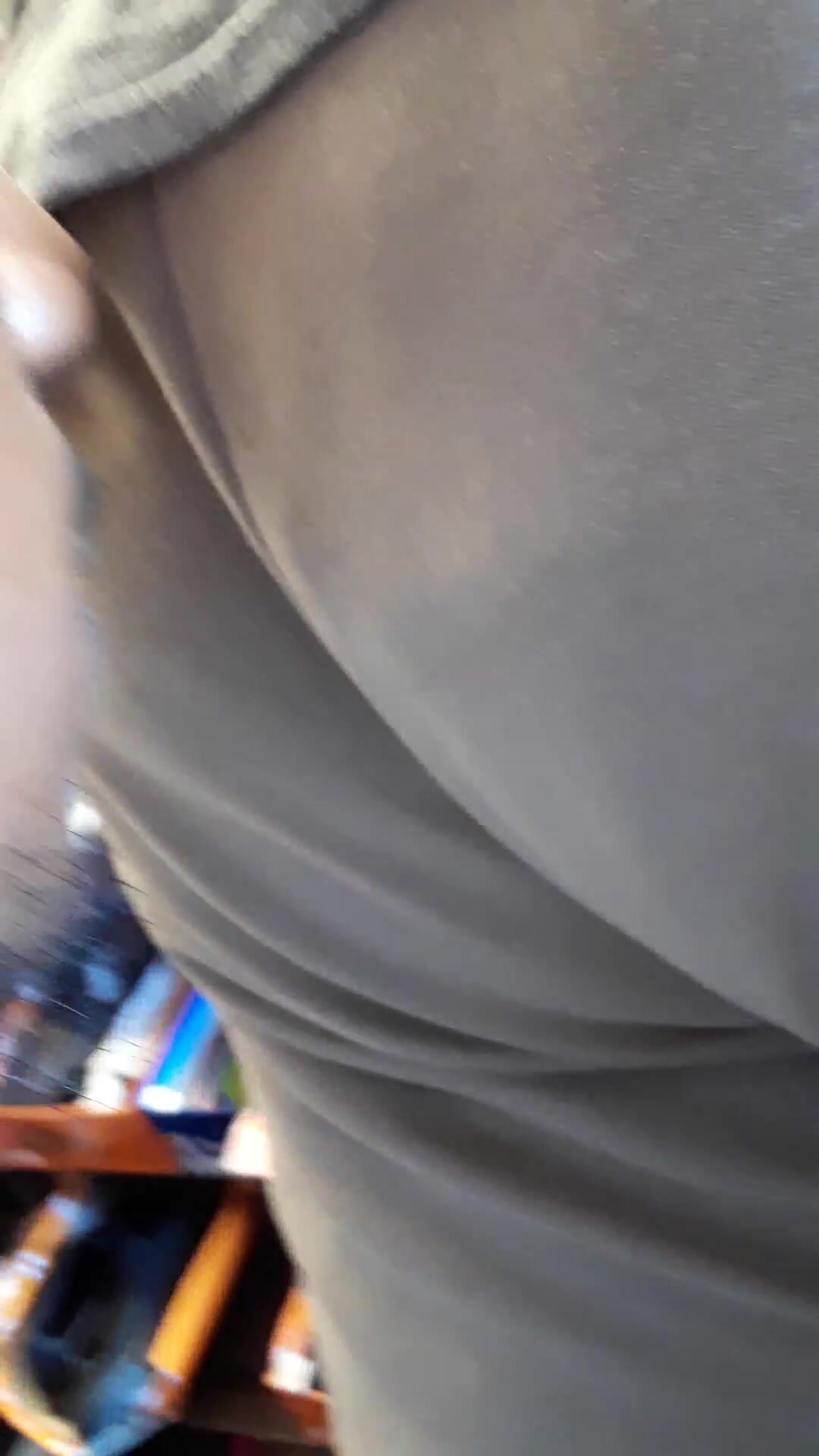 Smelling the ass of a fat man in the store