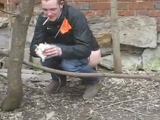 RUSSIAN BOY TAKING A SHIT OUTSIDE