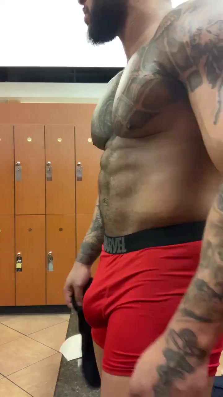 Playing with a sweaty gym bulge