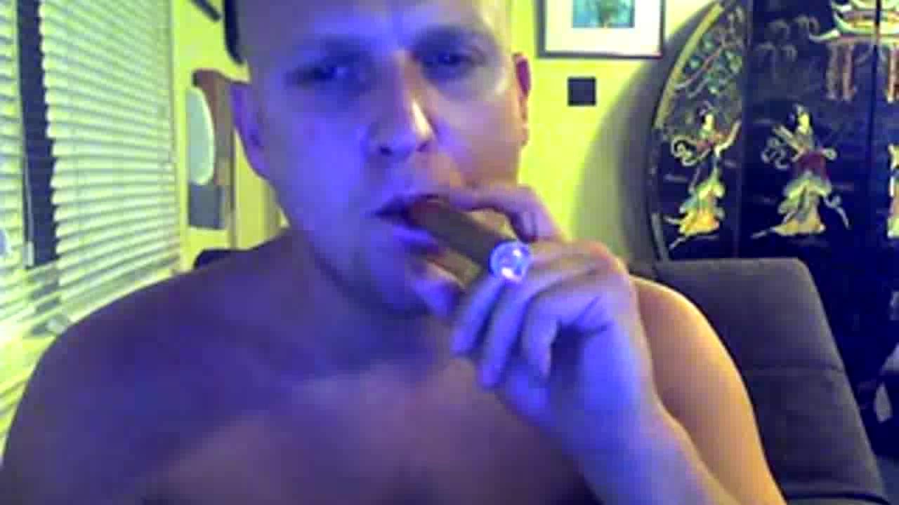 Shirtless and smooth, smoking a fat cigar 1