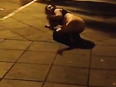 Drunk girl pants down in public