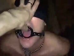Throat fuck slave with open mouth gag