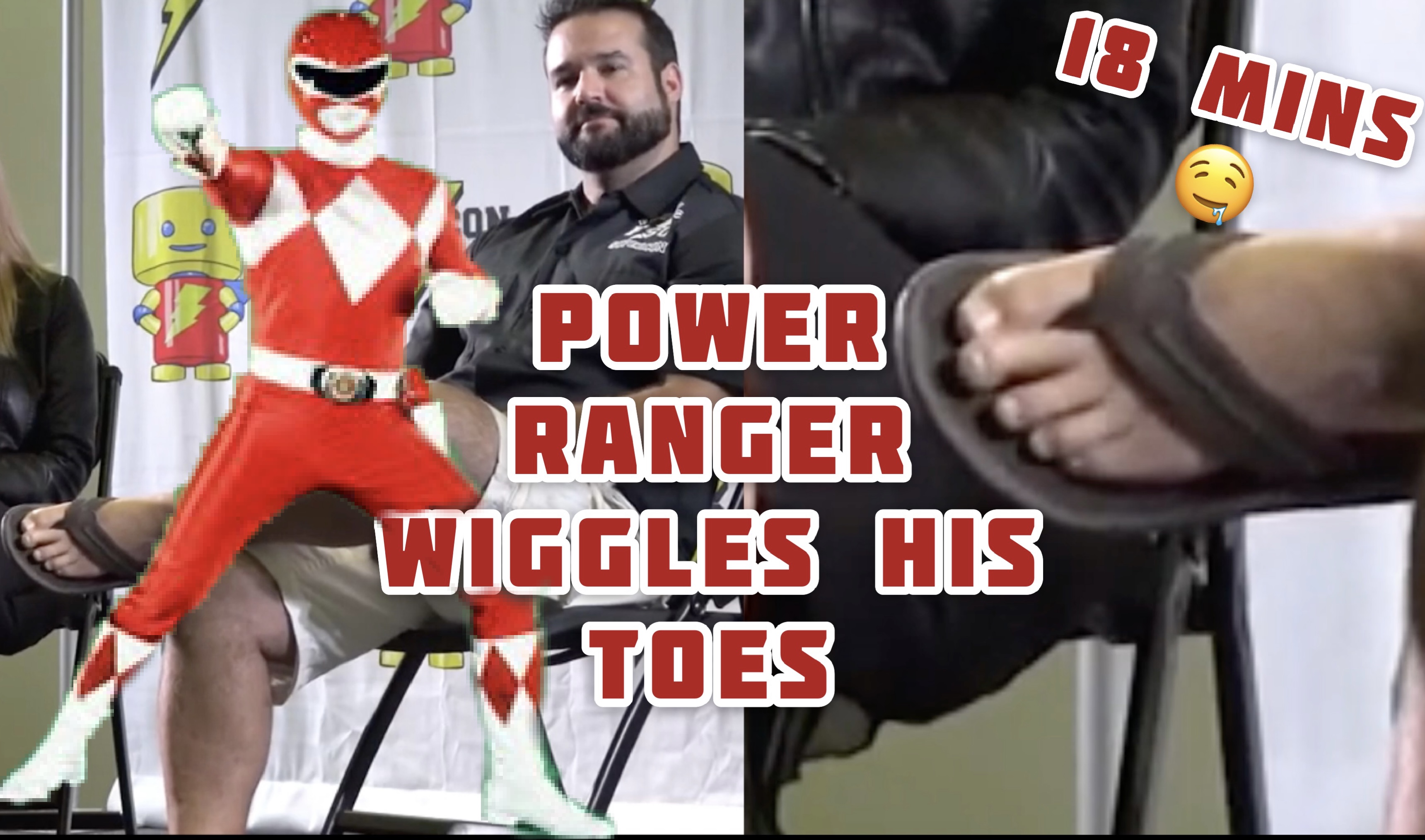 Red Power Ranger Wiggles Toes For 18mins!