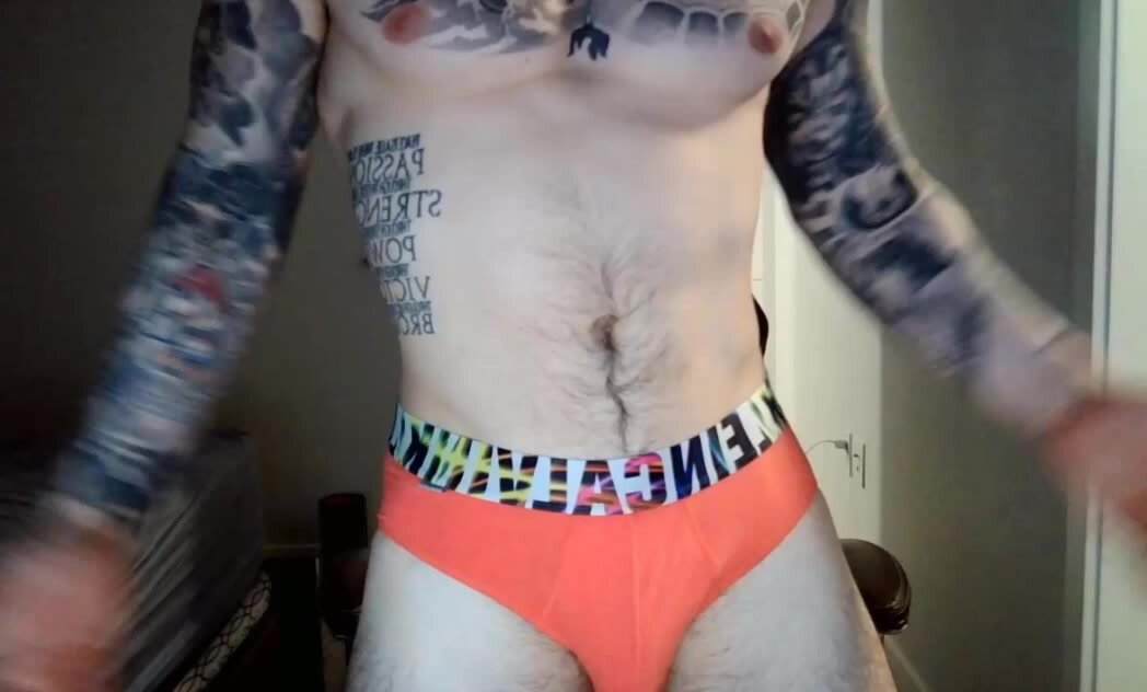 nice boy show his orange briefs