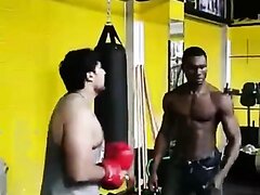 Beautiful black guy punched in abs and face #2
