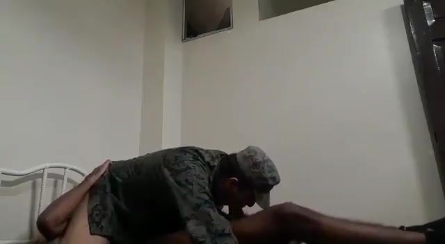 Guy in military uniform sucking cock - craving cum