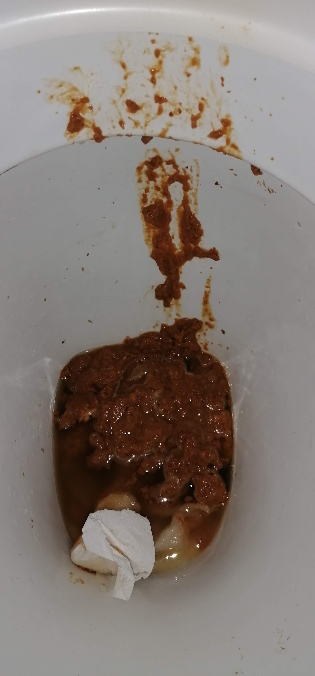 Very sloppy bubbling stomach shit on my mates loo this morning
